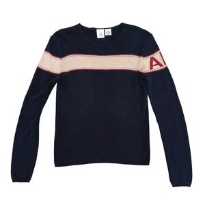 Armani Exchange Iconic A|X Logo‎ Striped Long Sleeve Knit Top Sweater M 90s Y2K